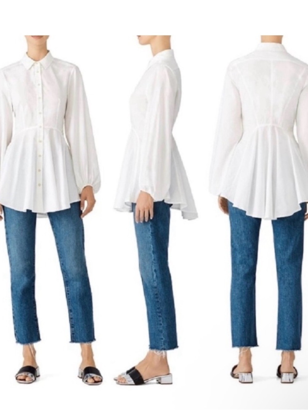 Free People Freya Poplin White Cotton Tunic Dress